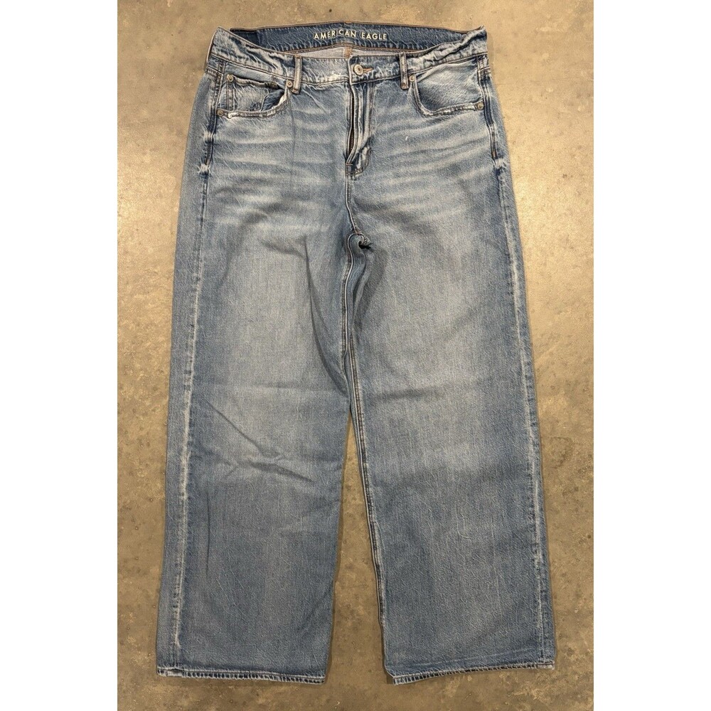 American Eagle Jeans Womens 10 Denim Low Rise Skater Wide Leg Cotton